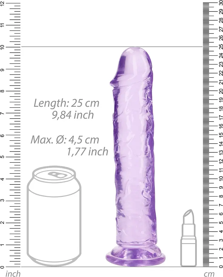 Фалоімітатор RealRock Crystal Clear, 25 см (фіолетовий) - фото 6