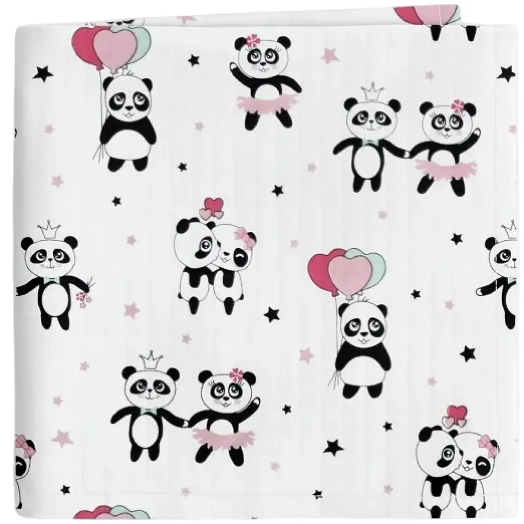 Муслінова пелюшка Cosas Rose Panda 110х150 см біло-рожева (MuslinDiapers_PandaLoveRose_110x150)