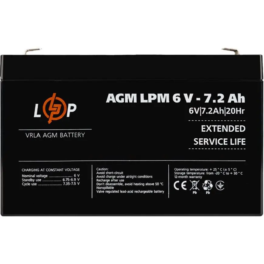 Акумулятор LogicPower AGM 6V (6V/7.2Ah/43.2Wh) (3859) [109176] - фото 4