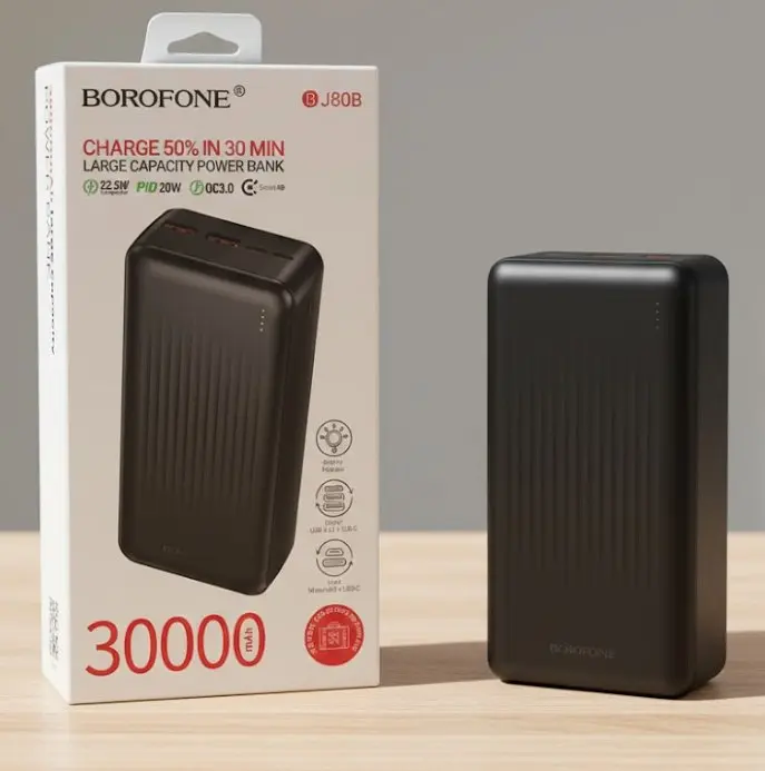 Повербанк Borofone Power Bank J56A 20000 mAh 22.5W+PD20W Чорний (2104619002) - фото 4