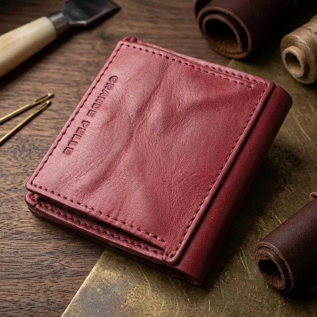Компактне портмоне з натуральної шкіри Grande Pelle 16798 бордовий - фото 4