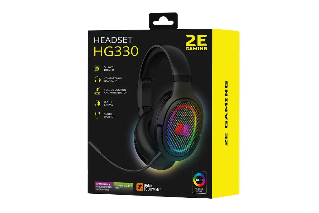 Гарнітура ігрова 2E Gaming HG330 RGB 3.5 мм Black (2E-HG330BK) - фото 2