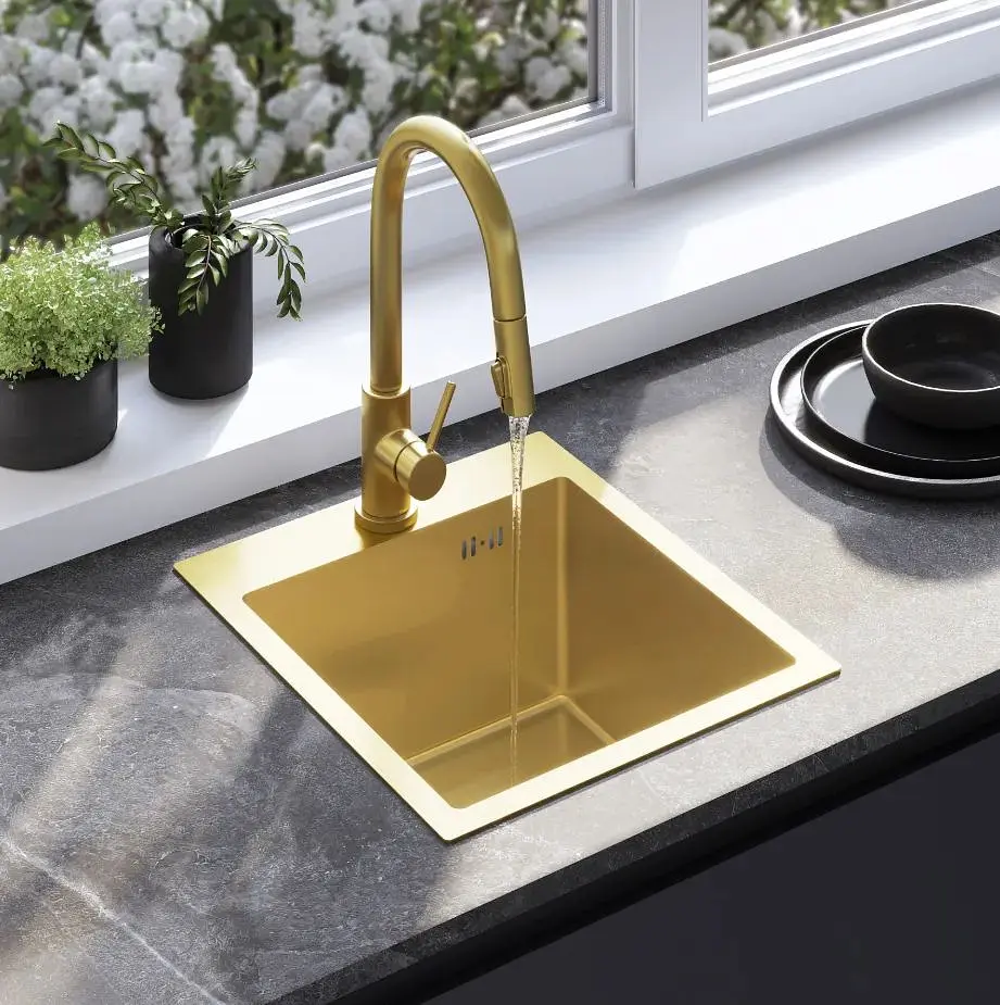 Кухонна мийка Rea Leo 40 400x450 мм brushed gold ZLE-06001 - фото 6