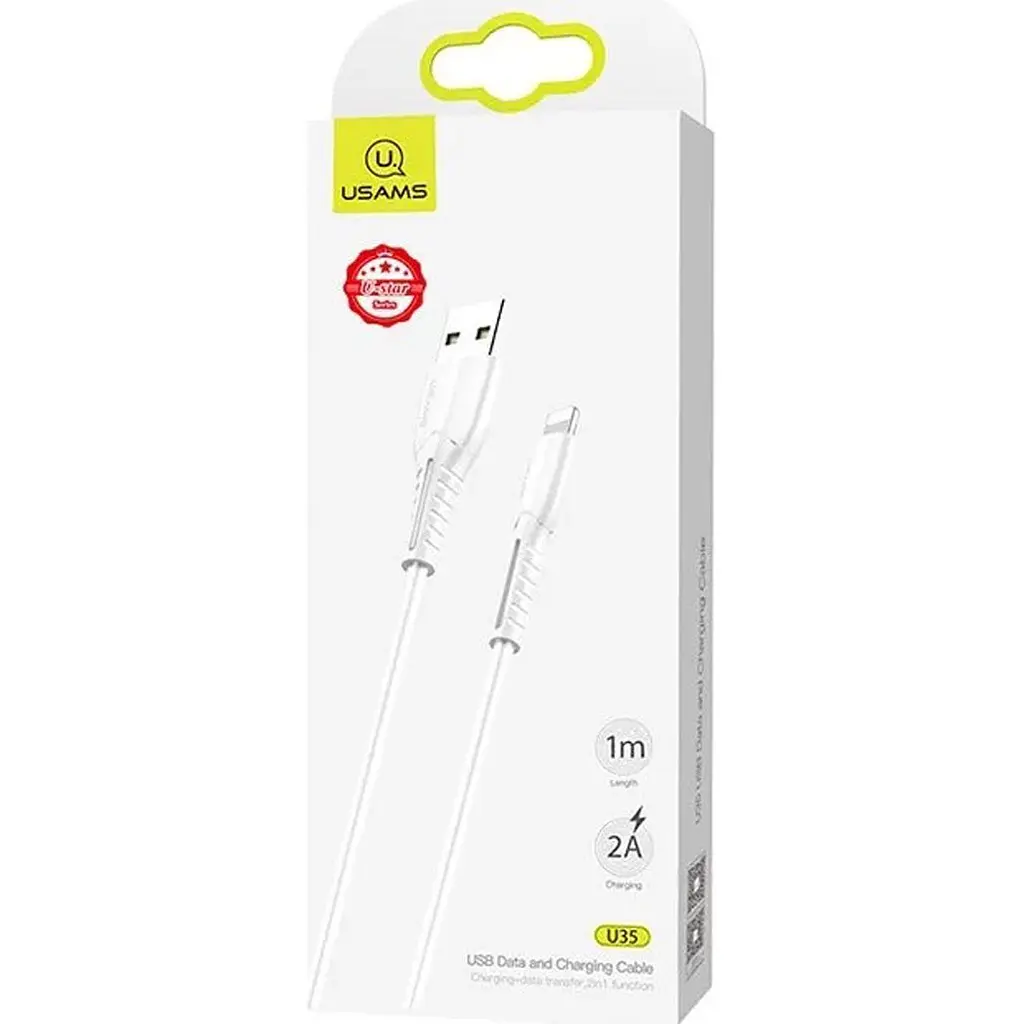 Кабель Usams Lightning U35 USB-A to Lightning 2A 1m White (SJ364USB02) [70883] - фото 2