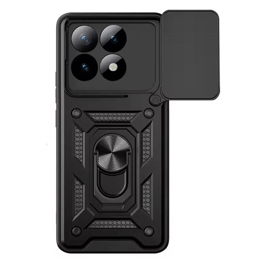 Чохол Primo Shockproof для Xiaomi 15T - протиударний, з підставкою і шторкою камери - Black