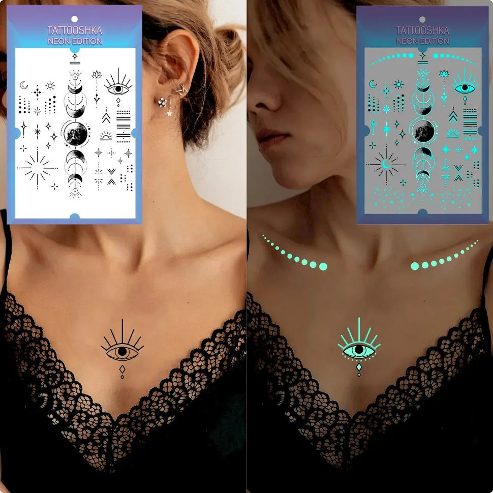 Набор временных татуировок NIGHT SHOW Tattooshka LB-166 неоновые - фото 2