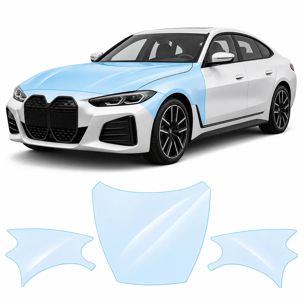 Антигравійна захисна бронеплівка за лекалами для BMW i4 G26 2021- капот і передні крила