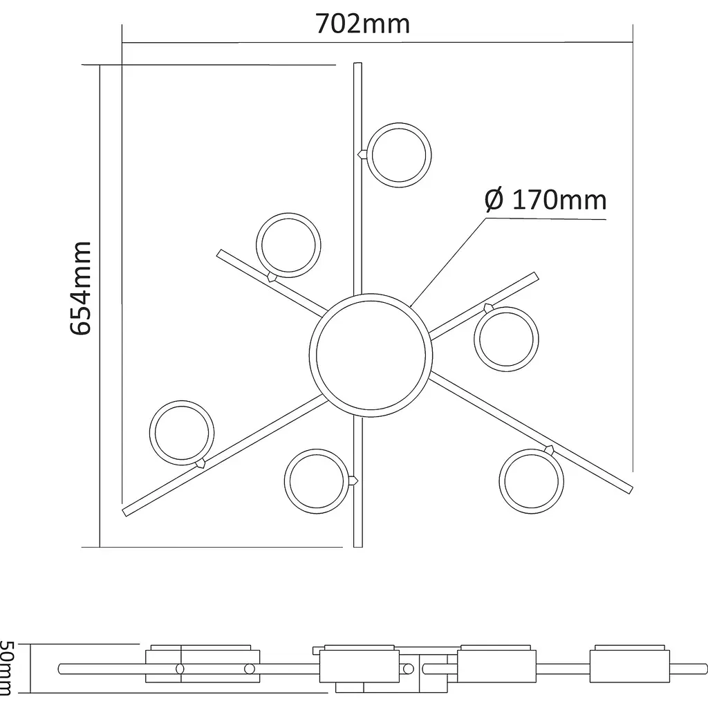 Светильник Videx под лампу 6xGX53 накладной с подсветкой черный (VL-SPF22B-BB) - фото 3
