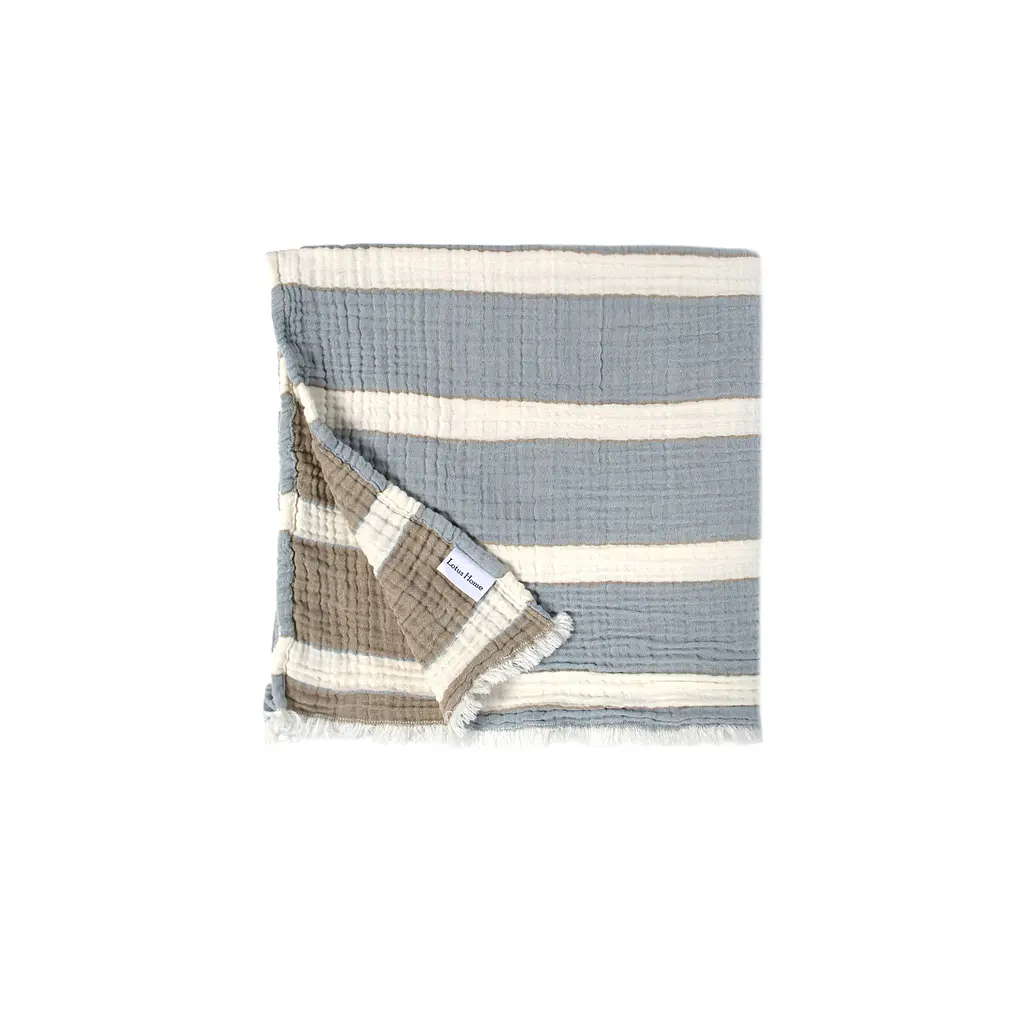 Рушник Lotus Home - Milana muslin lead blue-khaki 80x160 - фото 3
