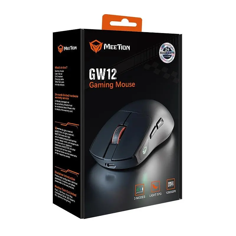 Миша Meetion Gaming mouse GW12 |800-12800DPI, 2.4G/BT/USB-C, RGB| - фото 2