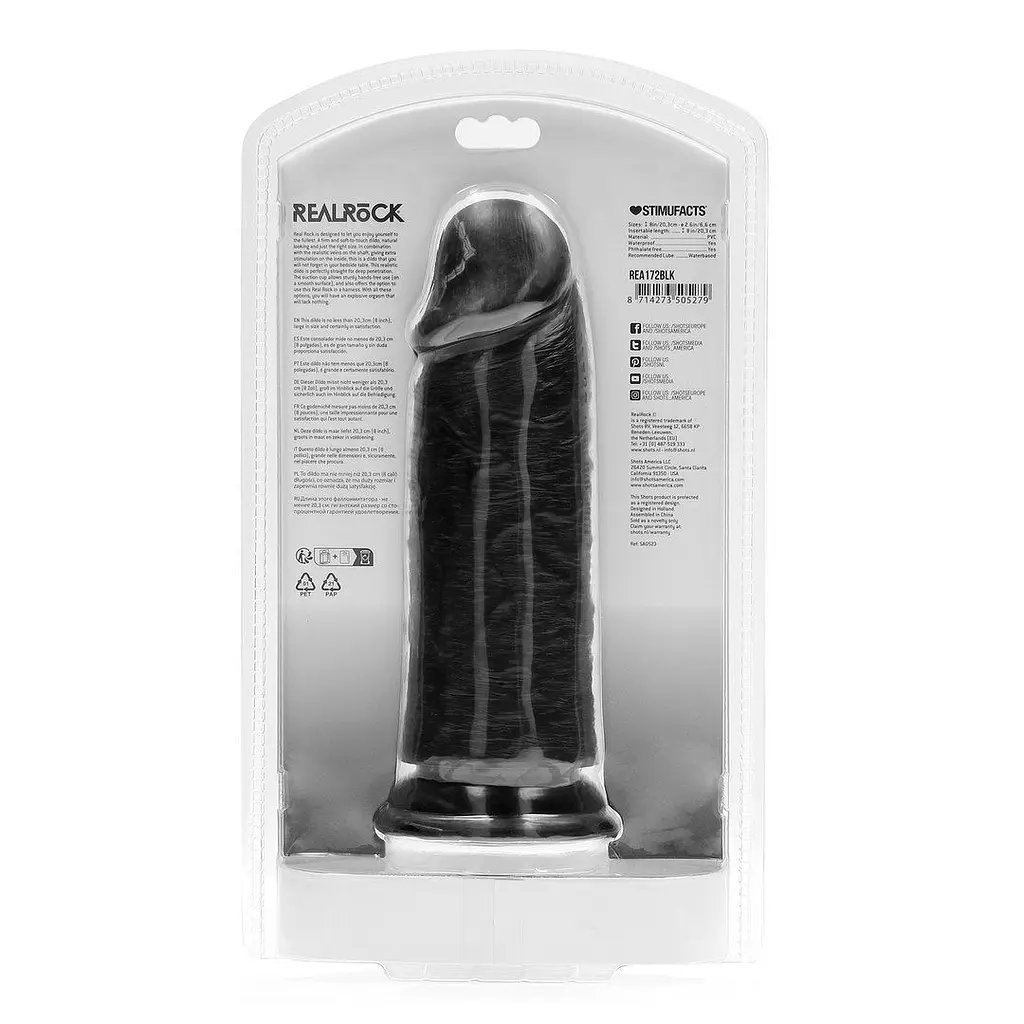 Фалоімітатор RealRock Extra Thick 8", 20.3 см (чорний) - фото 5