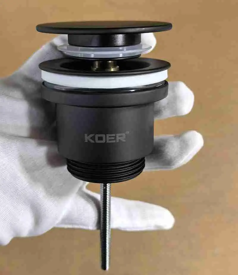 Донний клапан для раковини Koer PW-11-05 універсальний Click-Clack 1 1/4″ Чорний KR5795 - фото 10