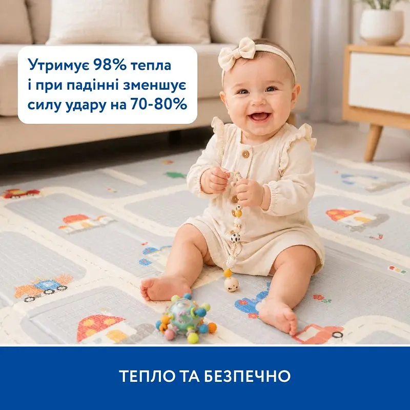 Великий двосторонній ігровий термокилимок Piccolino Транспорт 180х200х1 см (26000003) - фото 7