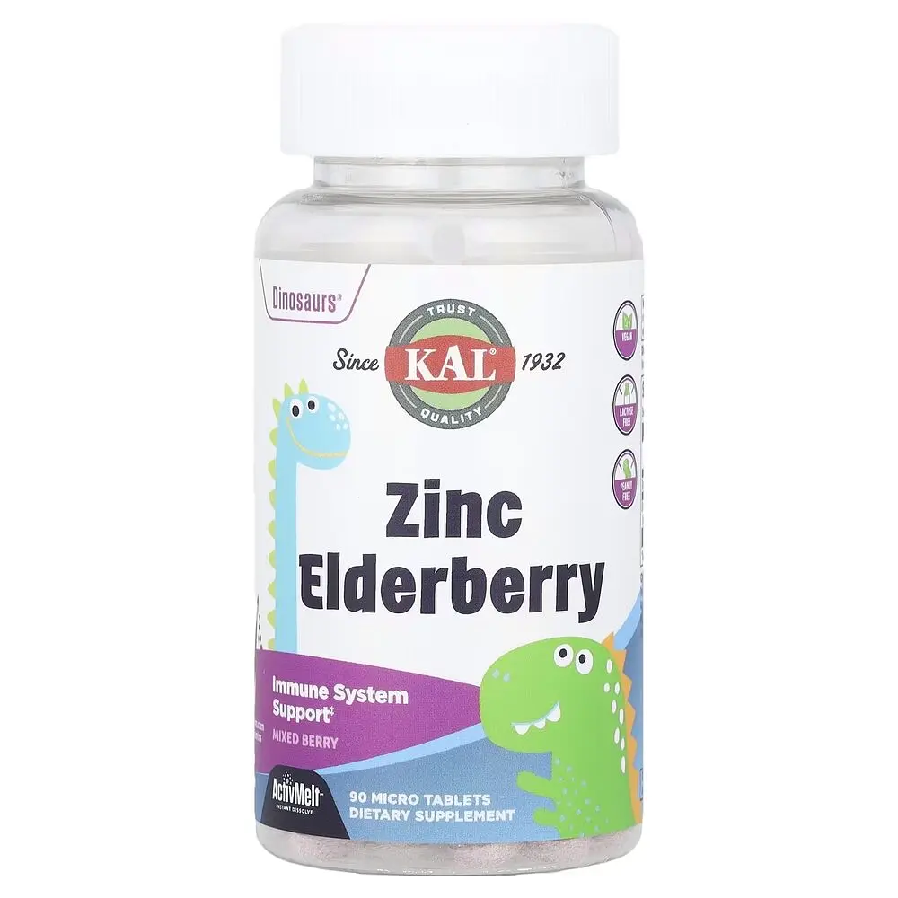 Амінокислота Dinosaurs Zinc Elderberry, 90 таблеток KAL vit0003951
