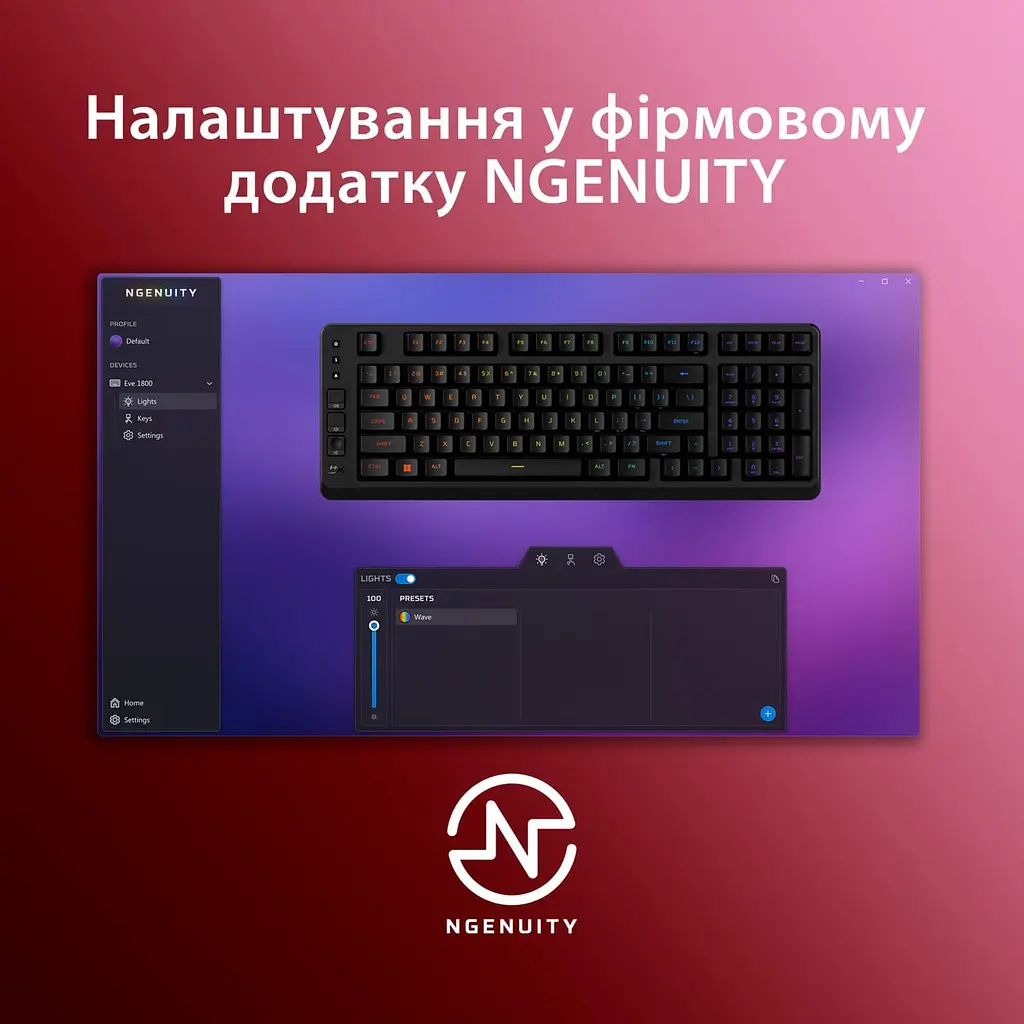 Клавиатура HyperX Alloy Origins EVE 1800 99key Red USB-A EN/UA RGB Black (B7JE0AA) - фото 11