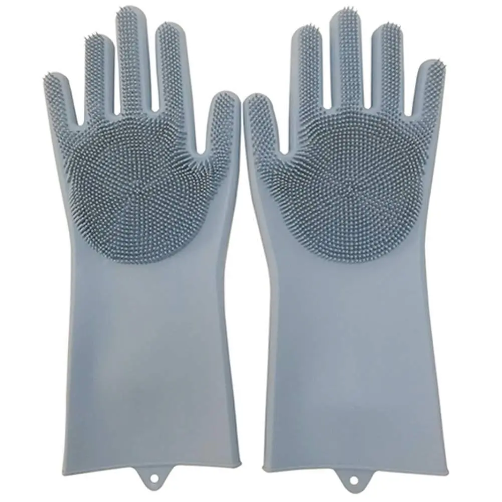 Перчатка силиконовая Gloves for washing dishes для мойки посуды Grey (10508) - фото 3
