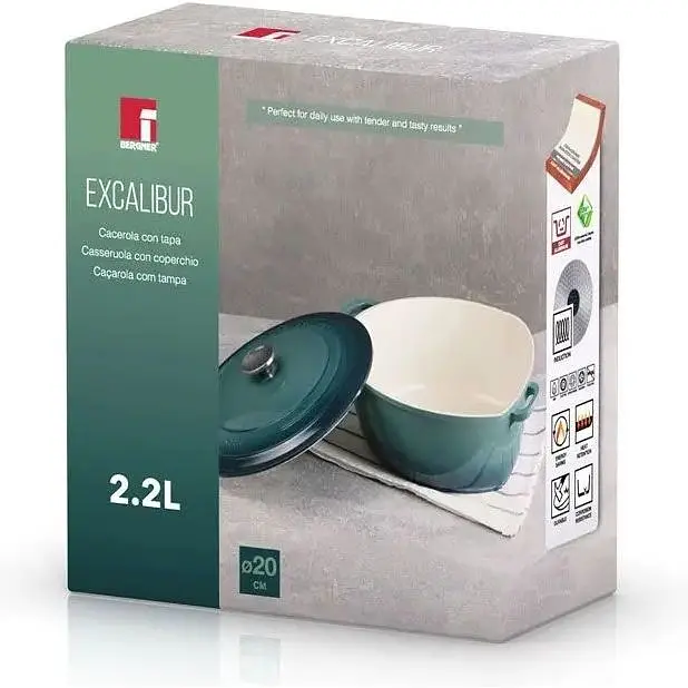 Каструля Bergner Excalibur з кришкою 20 см 2.2 л зелена (BG-36100-GR) - фото 6
