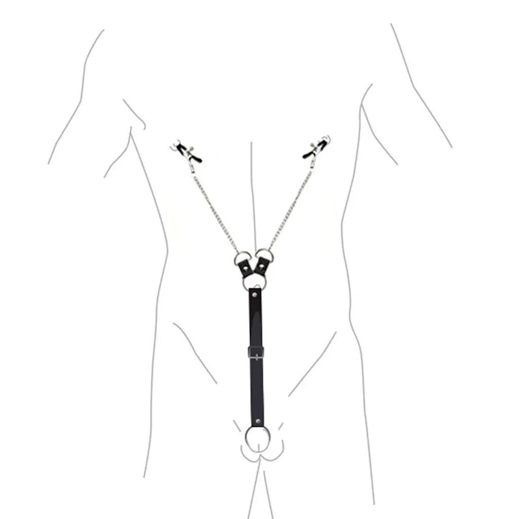 Затискачі для сосків із фіксацією на мошонці Nipple Clamps for Men Art of Sex SO5146 95020 - фото 3