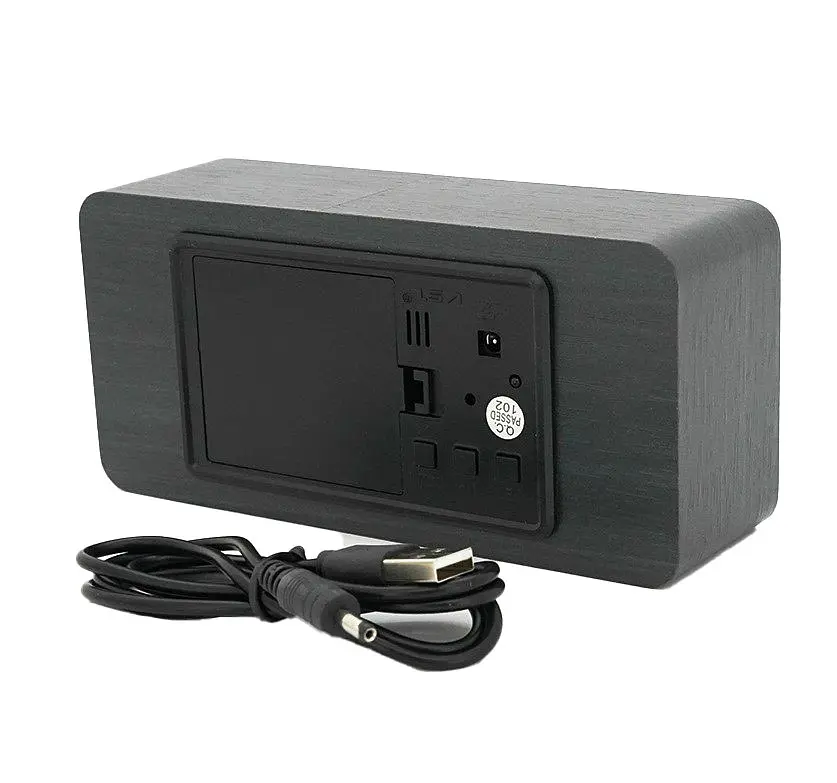 Електронні годинники Voltronic VST862BW Wooden Black з будильником - фото 2