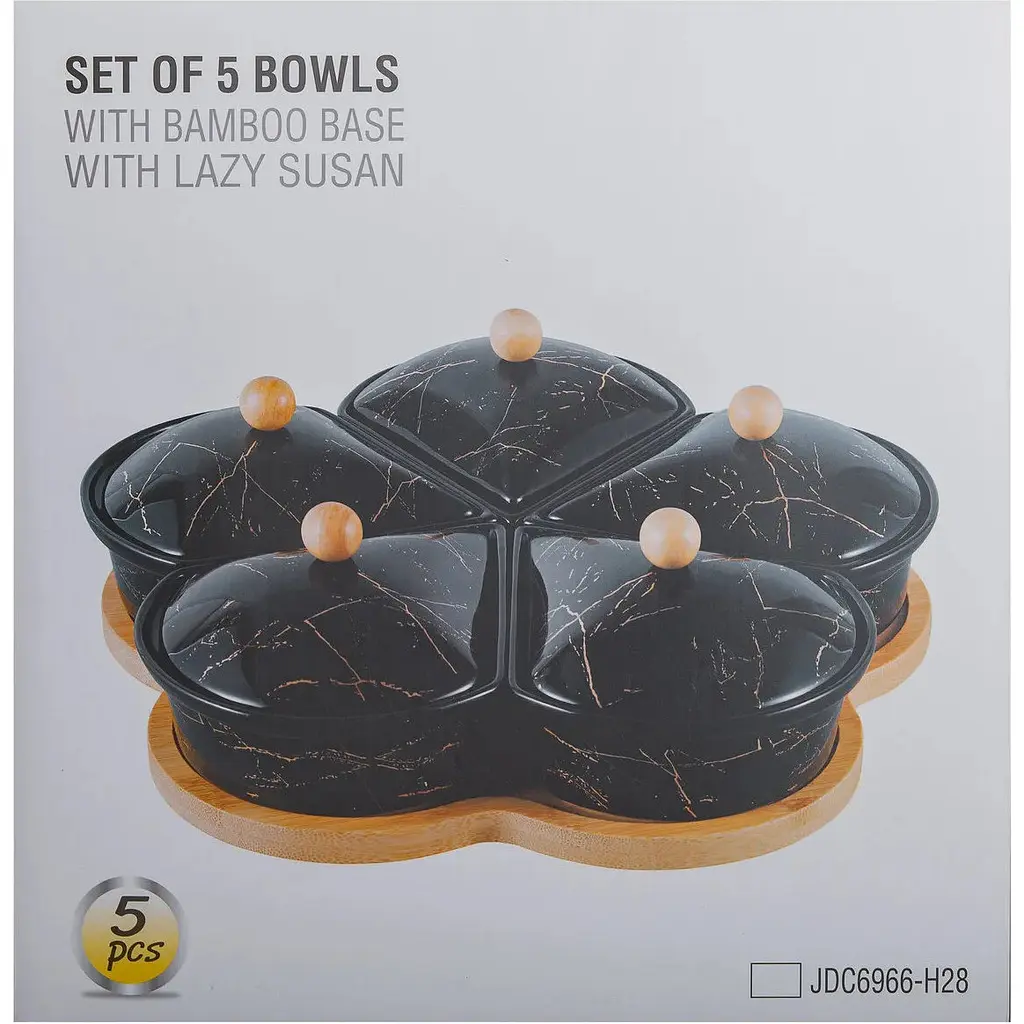 Менажница Yiwu фарфоровая 5 секций на поворотной подставке HP-1217 - фото 7