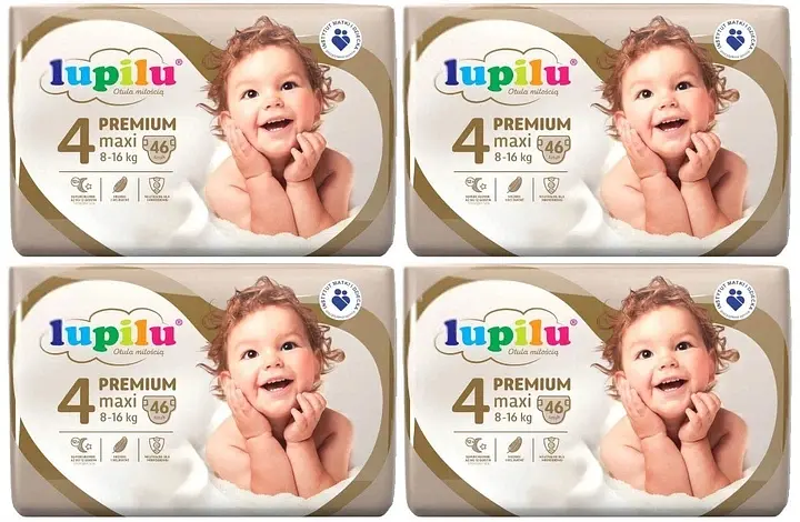Підгузники Lupilu Premium Maxi Розмір 4, Вага 8-16 кг, 184 шт