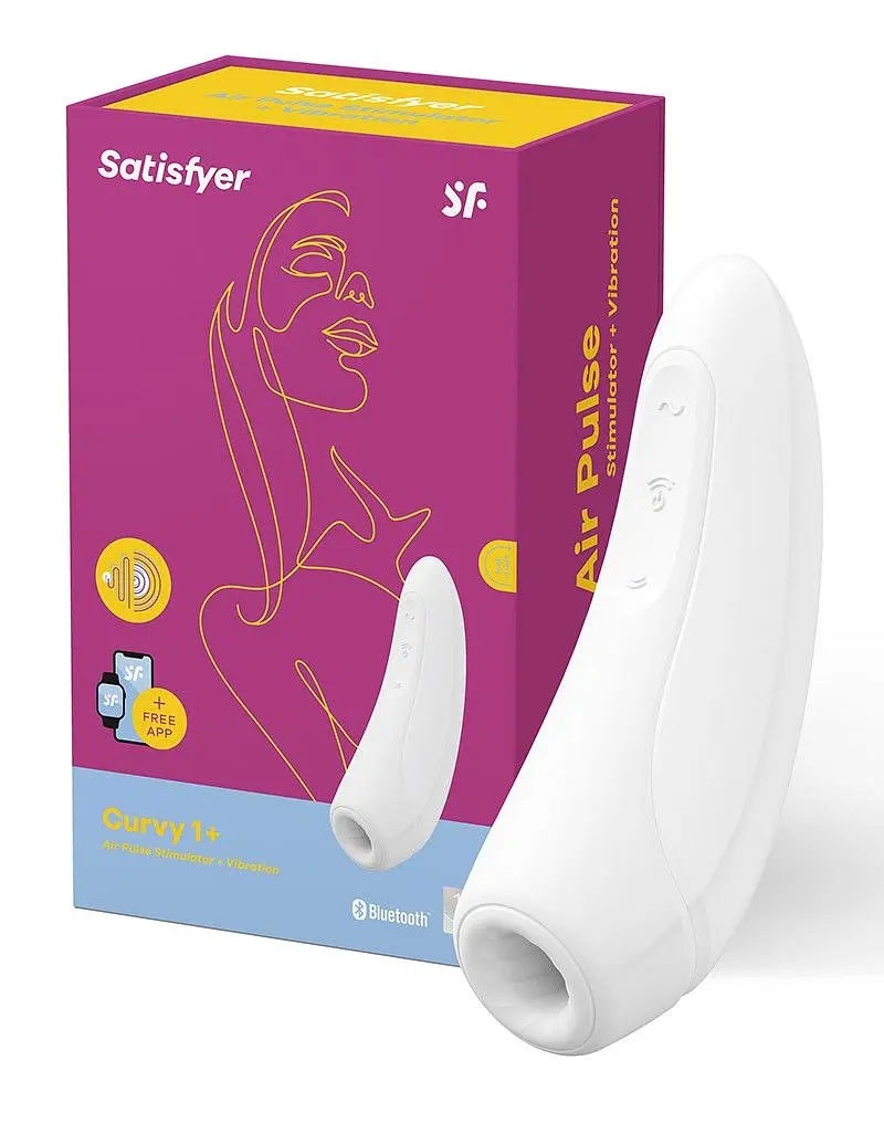 Стимулятор Satisfyer Curvy 1+ Вакуумно-волновой с возможностью управления через приложение, 13.5х4.3 см белый - фото 7