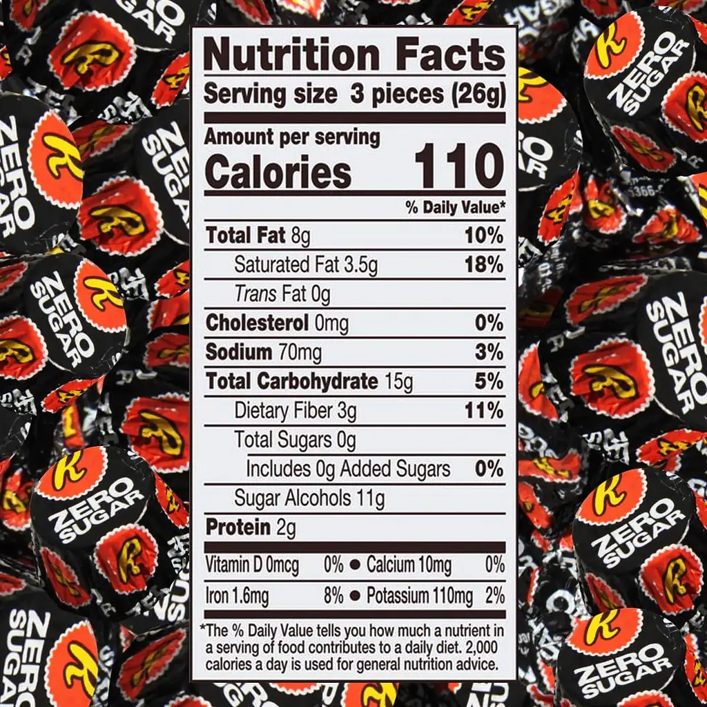 Шоколадні цукерки Reese's Peanut Butter Cups Dark Chocolate Zero Sugar 144г - фото 7