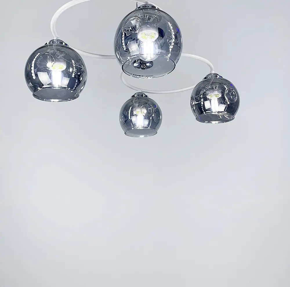 Потолочная люстра-орбита на 4 плафона (янтарных или графитовых) Ст. 7060/4 WT | Line F - фото 6