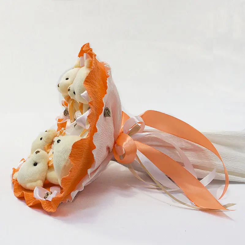 Букет из игрушек Мишки оранжевый 5345IT с 5ю игрушками. - фото 3