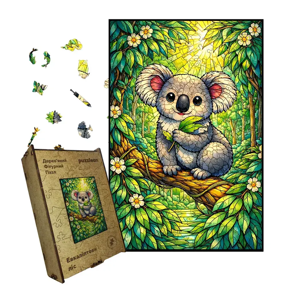 Дерев'яний фігурний пазл puzzlean Евкаліптовий ліс, А3, Картонна коробка 200 елементів
