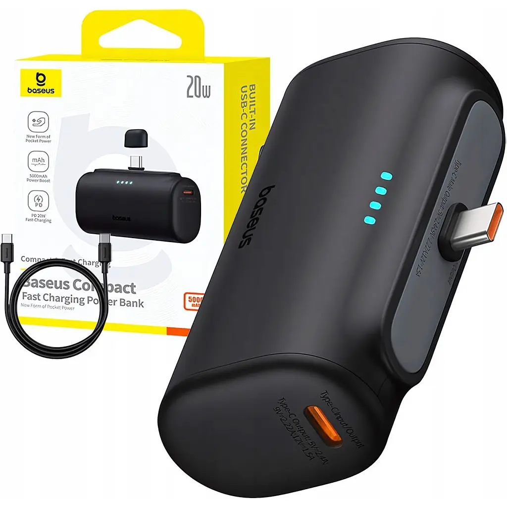Зовнішній акумулятор Baseus Compact Type-C Edition 5000mAh 20W Black (P10068306113-00) [132858] - фото 6