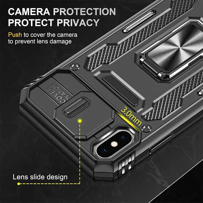 Ударостійкий чохол Camshield Army Ring для Apple iPhone X / XS (5.8) Чорний / Black - фото 6