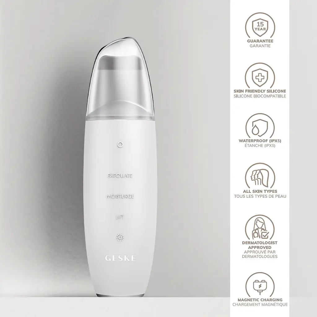 Мікрострумовий скрабер для шкіри та усунення чорних точок GESKE MicroCurrent Skin Scrubber & Blackhead Remover 9 в 1 білий - фото 5