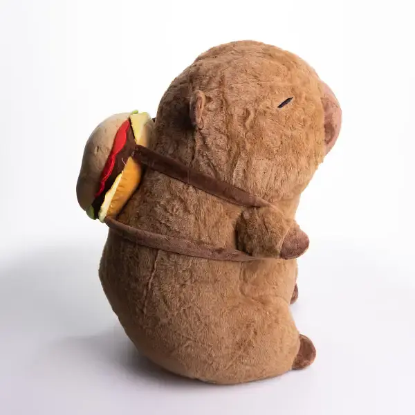 Игрушка-подушка Капибара с гамбургером и пледом 110x140 см детский коричневый плюшевый плед игрушка подушка детская ТМ COLORFUL HOME 520-8 - фото 6