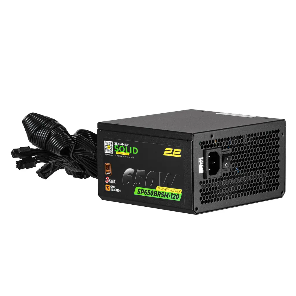 Блок питания 2E Gaming Solid Power (650 Вт), >85%, 80+ Bronze, 120 мм, 1xMB 24-контактный (20+4), 2xCPU 8-контактный (4+4), 3xMolex, 6xSATA, 4xPCIe 8-контактный (6+2), Semi Modular - фото 5