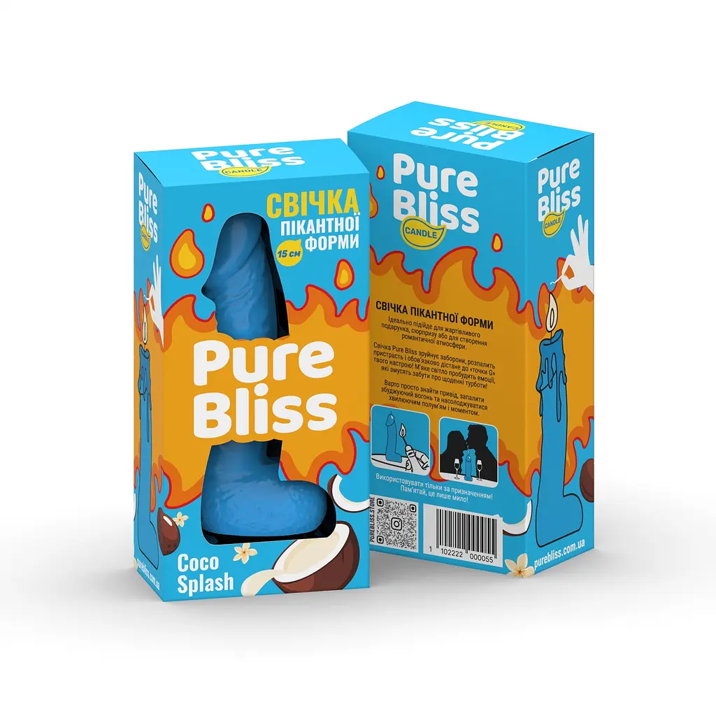 Свічка член Pure Bliss Coco Splash Blue, 15 см - фото 7