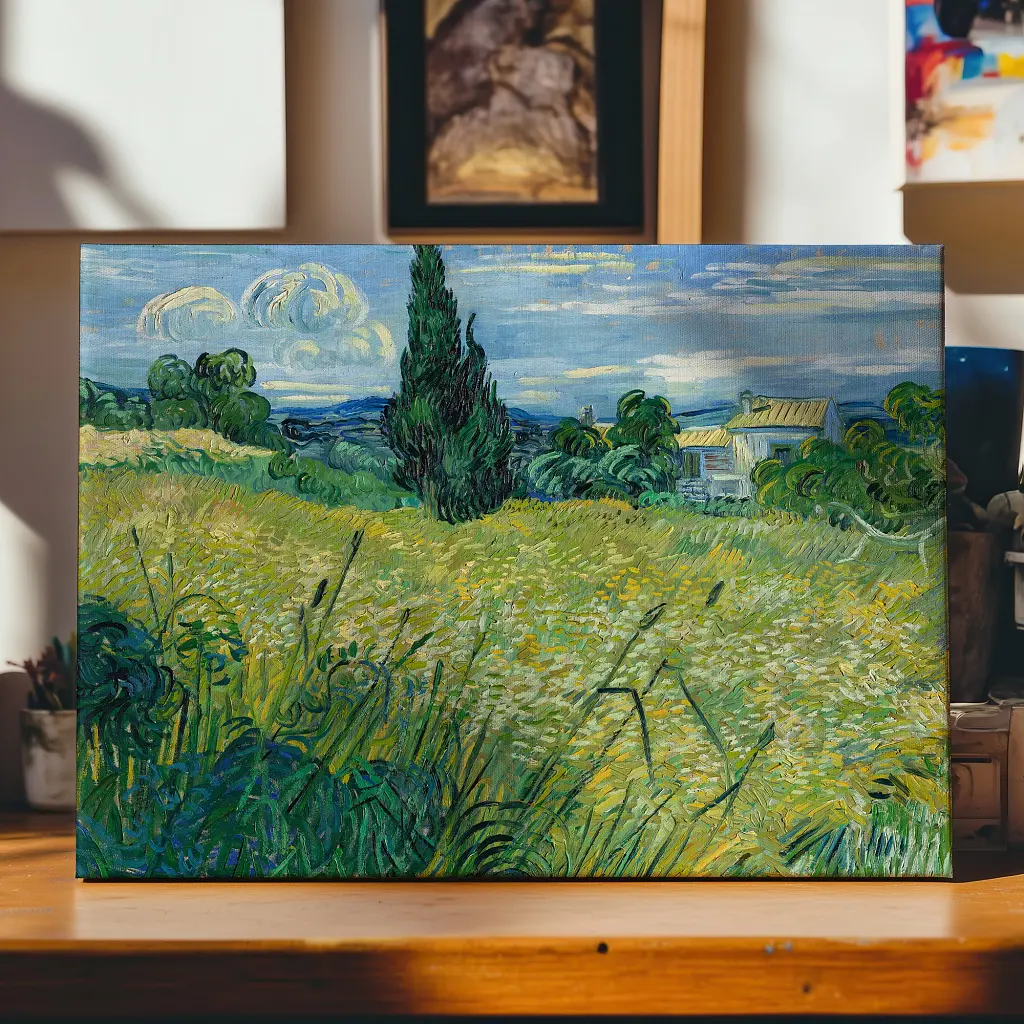 Інтер'єрна картина Зелене пшеничне поле з кипарисом, Ван Гог, Vincent van Gogh, Green Field, інтер'єрний декор, 48×60 см (id3035) - фото 3