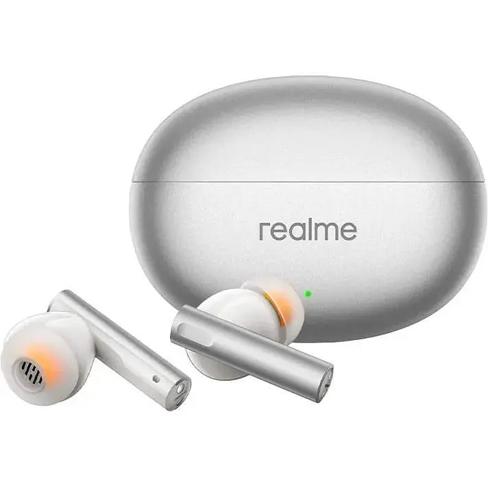 Наушники беспроводные Realme Buds Air 6 Flame Silver (RMA2402) стерео гарнитура в кейсе - фото 5