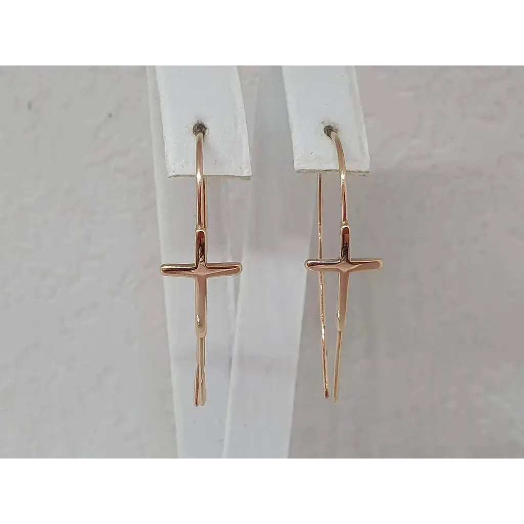 Золотые серьги Платон Крестики. 1С265/00Б - фото 5