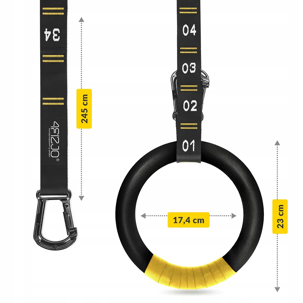 Гімнастичні кільця 4FIZJO з ABS пластику, регульовані Black/Yellow (P-5905973406109) - фото 13