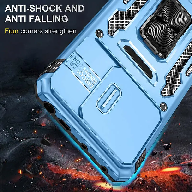 Ударопрочный чехол Camshield Army Ring для Xiaomi Redmi Note 13 Pro 4G / 14s / Poco M6 Pro 4G Голубой / Light Blue - фото 7