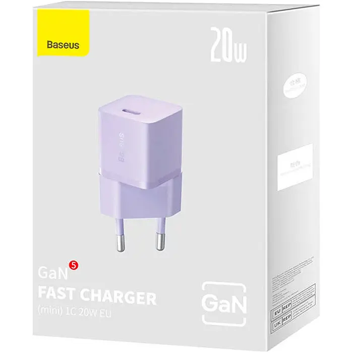 Мережевий зарядний пристрій Baseus GaN5 Fast Charger Xiaomini 1C 20W EU CCGN050105 Purple - фото 4