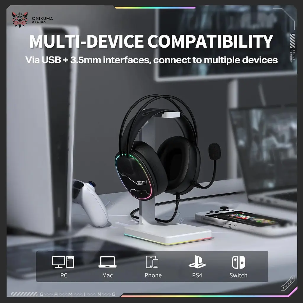 Навушники Onikuma ігрові X-91 Max з мікрофоном та RGB підсвіткою Геймерська дротова гарнітура для ПК PS4 PS5 Xbox - фото 7