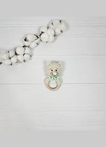 Брязкальце ручної роботи "Ведмедик" a.l.babybox Св Беж-світло м'ятний
