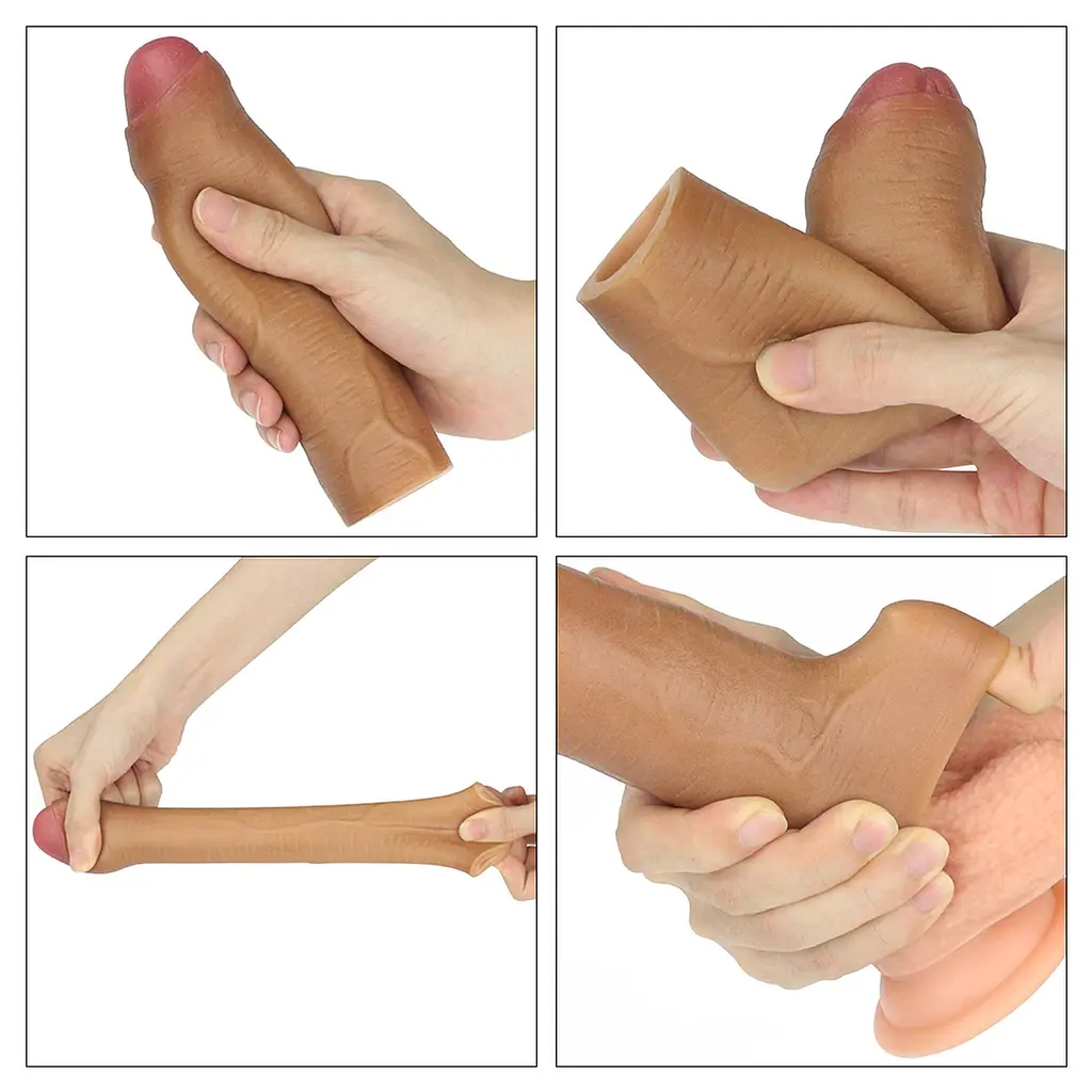 Насадка на пенис Revolutionary Silicone Nature Extender Add 1" 16.5 см (коричневый) - фото 3