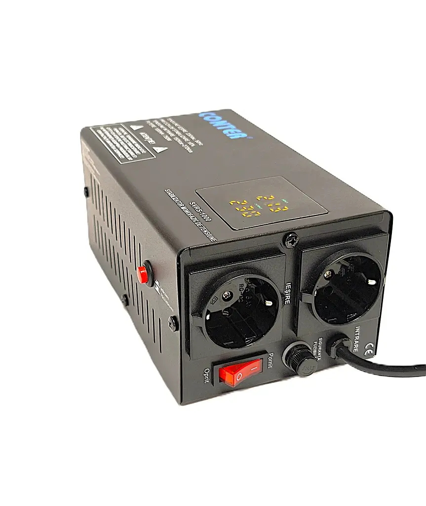 Стабілізатор напруги релейний Conter SVRS 750Вт 1000ВА 150–270V однофазний, 2 розетки, LED дисплей - фото 4