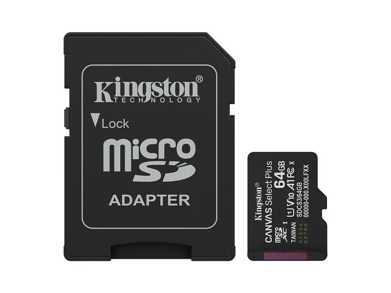 Карта пам'яті Kingston Canvas Select Plus Gen3 microSDXC + SD-Adapter 64 GB (SDCS3/64GB)
