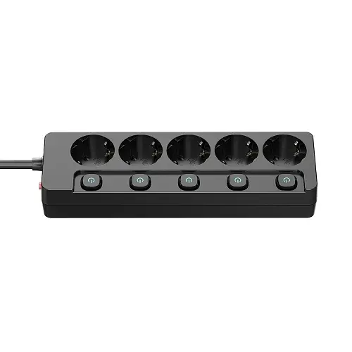 Фільтр мережевий 5 розеток 5 м Black 16А до 3.5 кВт ColorWay teh0024052 - фото 2