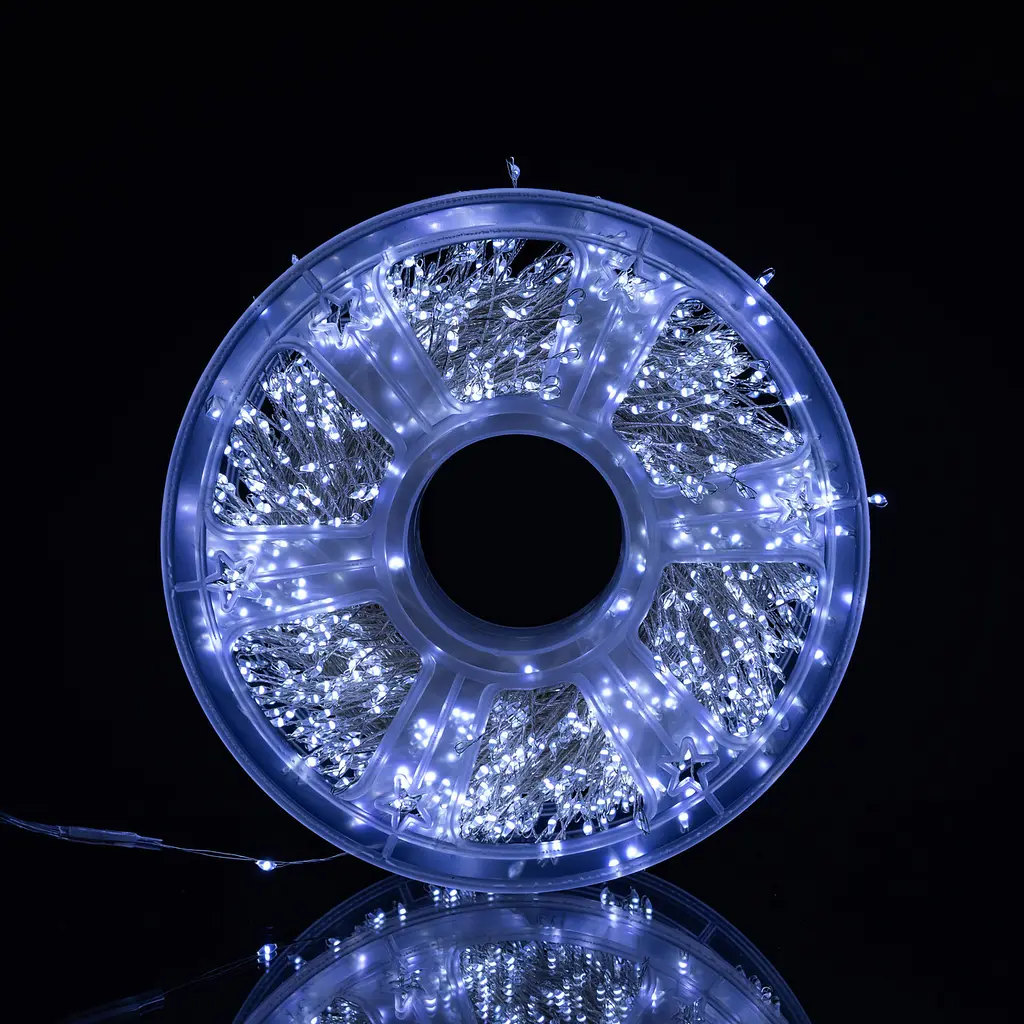 Новогодняя гирлянда комнатная роса Garlando D1500L50MWW 50 м 1500 LED Хвойная лапа белый провод Белое сияние  - фото 6