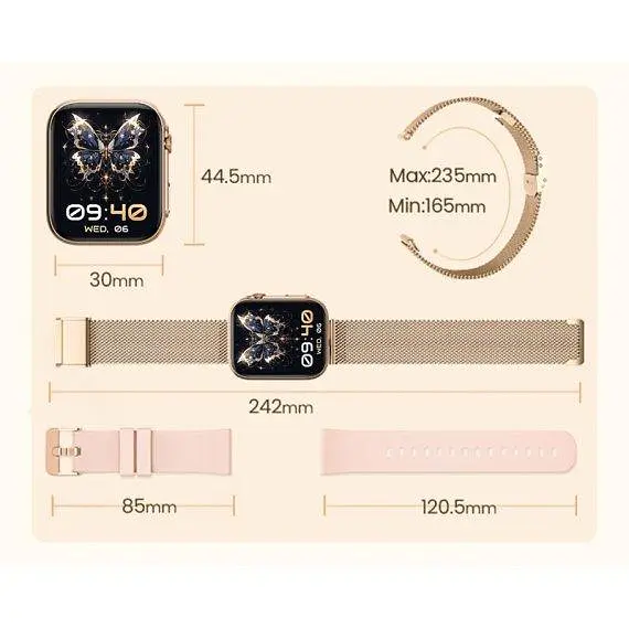 Жіночий розумний смарт годинник Smart Sensation + 2 ремінці (Gold) - фото 6